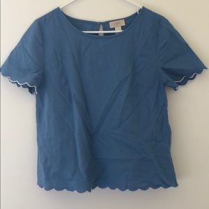 Linen top with scallop edges